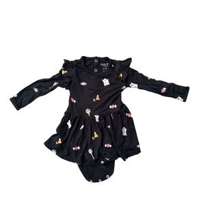 Kyte BABY Black Twirl One Piece 6-12 Months Halloween Long Sleeve Bamboo
